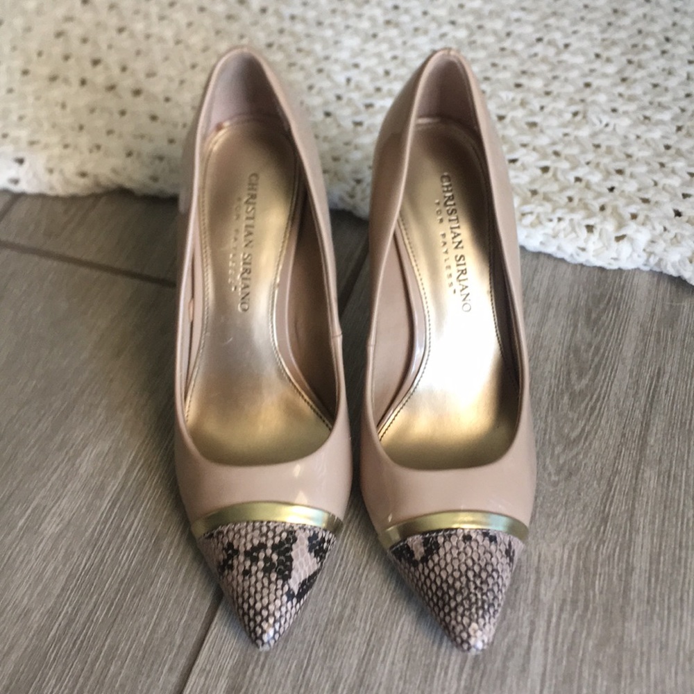 Tan Christian Siriano heels